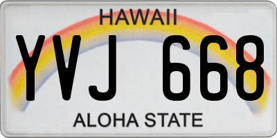 HI license plate YVJ668