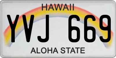 HI license plate YVJ669