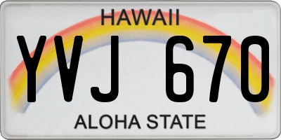 HI license plate YVJ670