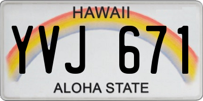 HI license plate YVJ671
