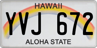HI license plate YVJ672