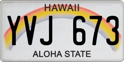 HI license plate YVJ673