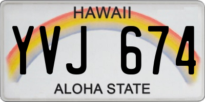 HI license plate YVJ674