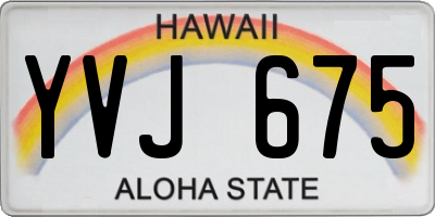 HI license plate YVJ675