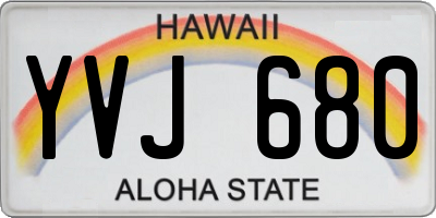HI license plate YVJ680