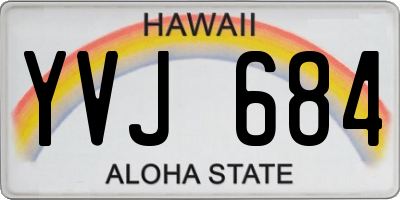 HI license plate YVJ684
