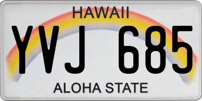 HI license plate YVJ685