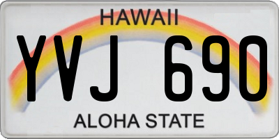 HI license plate YVJ690