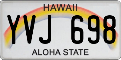 HI license plate YVJ698