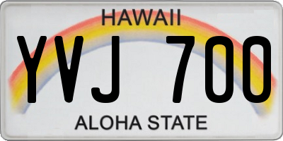 HI license plate YVJ700
