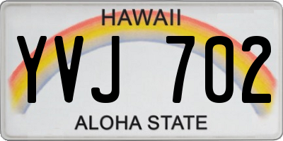 HI license plate YVJ702