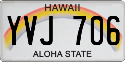 HI license plate YVJ706