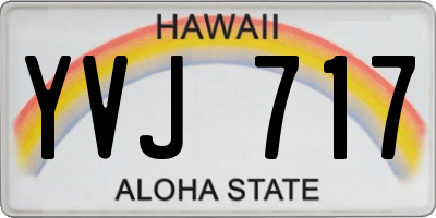HI license plate YVJ717