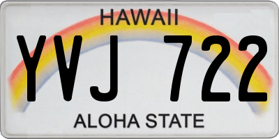 HI license plate YVJ722