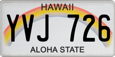 HI license plate YVJ726
