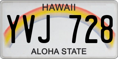 HI license plate YVJ728