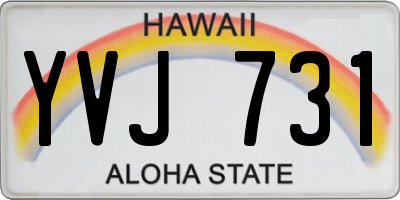HI license plate YVJ731