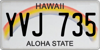 HI license plate YVJ735