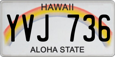 HI license plate YVJ736