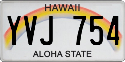 HI license plate YVJ754