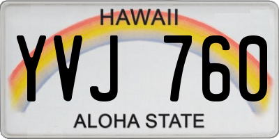 HI license plate YVJ760