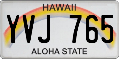 HI license plate YVJ765