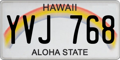 HI license plate YVJ768