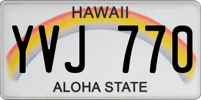 HI license plate YVJ770