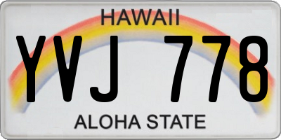HI license plate YVJ778