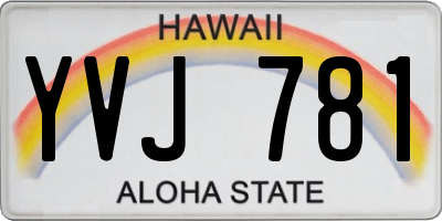 HI license plate YVJ781