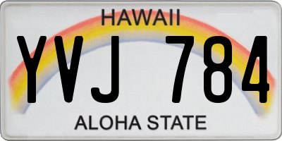 HI license plate YVJ784