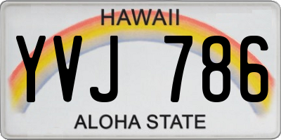 HI license plate YVJ786