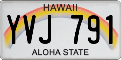 HI license plate YVJ791
