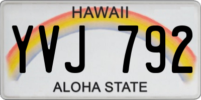 HI license plate YVJ792