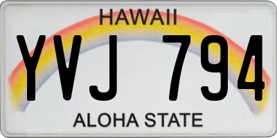HI license plate YVJ794