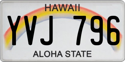 HI license plate YVJ796