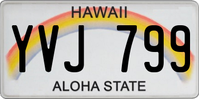 HI license plate YVJ799