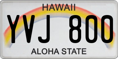 HI license plate YVJ800