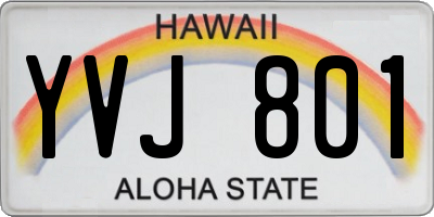 HI license plate YVJ801
