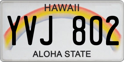 HI license plate YVJ802
