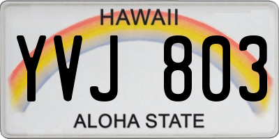 HI license plate YVJ803