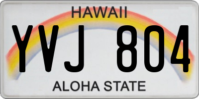 HI license plate YVJ804