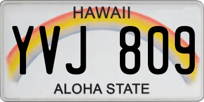 HI license plate YVJ809