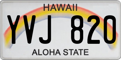 HI license plate YVJ820