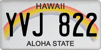 HI license plate YVJ822