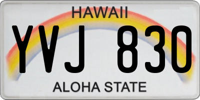 HI license plate YVJ830