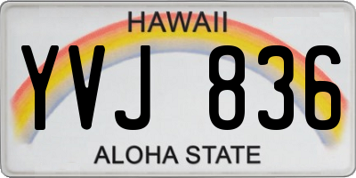 HI license plate YVJ836