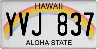 HI license plate YVJ837