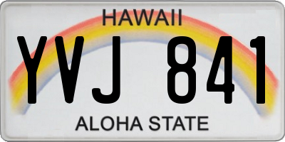HI license plate YVJ841