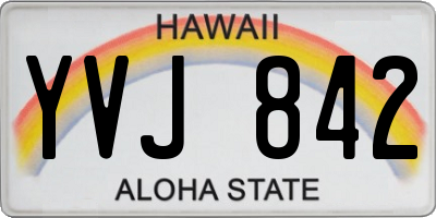 HI license plate YVJ842